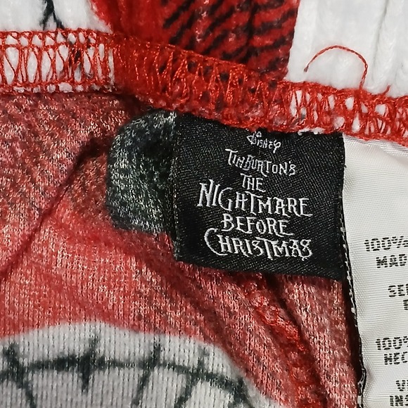 Disney Pajama Pants Men Size L Red Fleece Nightmare Before Christmas Loungewear - Picture 6 of 8